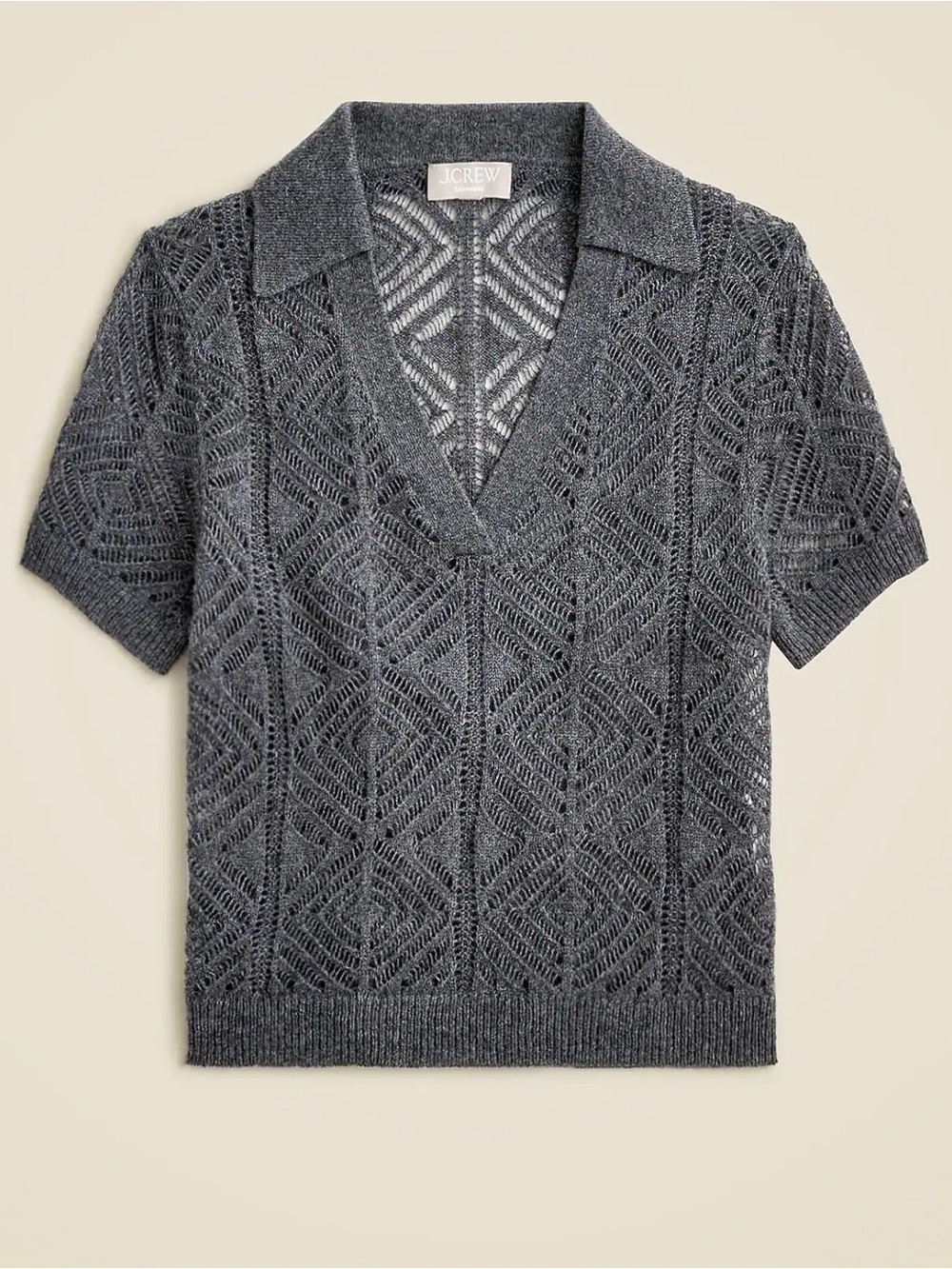 J. Crew Cashmere Lace Pointelle Sweater Polo Size XL